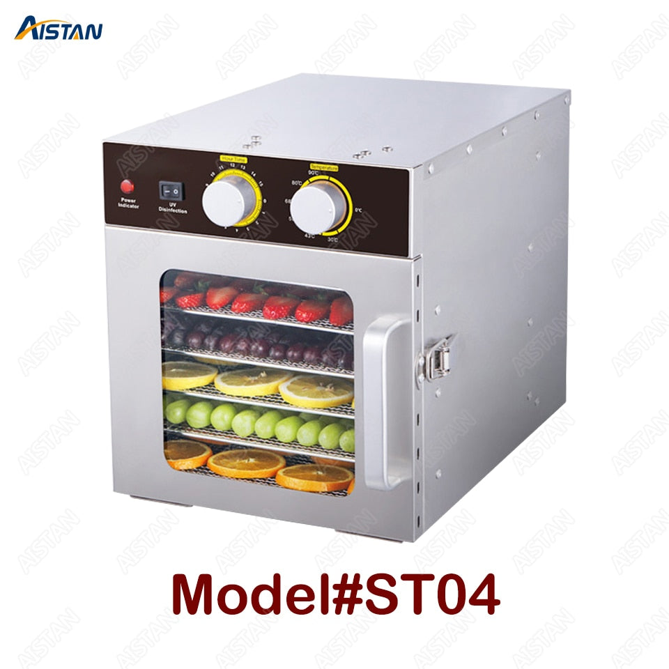 ST04 Electric Food Dryer Fruits Dehydrator Machine 220V 110V Food Dehydrator Stainless Steel 6 Trays with timer temp. control