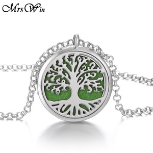 New Tree of Life Aromatherapy Necklace Stainless Steel Open Perfume Locket Essential Oils Diffuser Necklace Aroma Jewelry