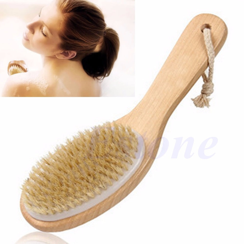 Full Body Natural Bristle Dry Skin Exfoliation Brush Detox Cellulite Cleaner