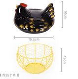 Fun black hen modeling kitchen egg storage box Creative chicken iron basket storage box